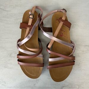 Blowfish Brown and Pink Strappy Sandals